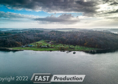 Professionelle dronefotos af galsklint set fra Lillebælt