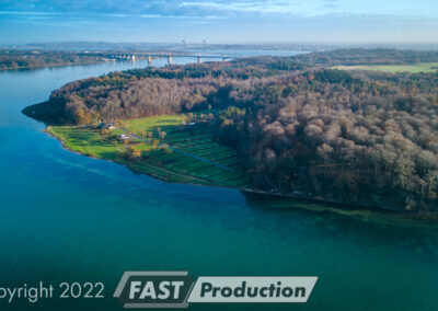 Professionelle dronefotos af galsklint set fra Lillebælt