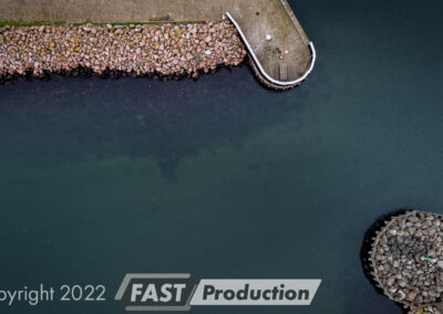 Professionelle dronefotos af indløbet til Fredericia lystbådshavn